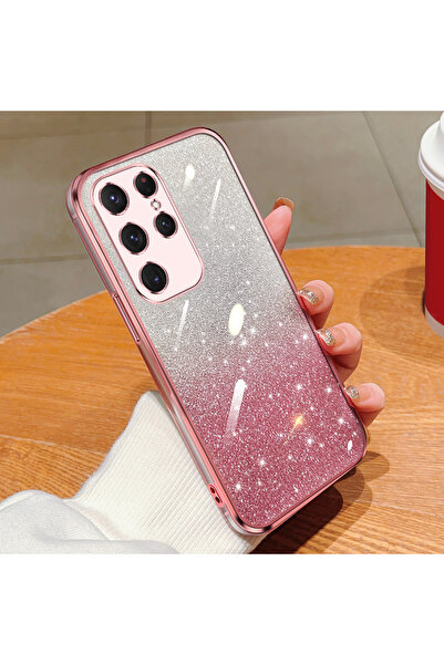Choice جراب فاخر باللون الوردي لهاتف S24 مع طلاء لامع متدرج لهاتف Note 10 20 ...