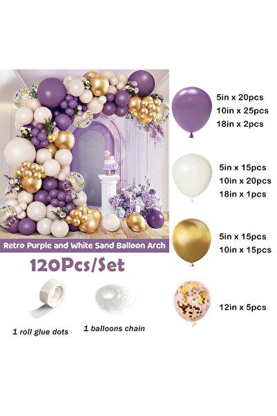Choice As Picture 120Pcs 120Pcs Purple Gold Balloon Arch Garland Kit Retro Pu...