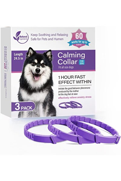 Choice 3Pc Dog 62cm-Purple 3/4 Pc Dogs Calming Pheromone Collars Pets Relieve Anxiety Adjustable Comfortabl