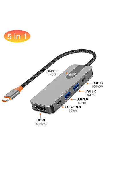 Choice محول 5 في 1 5/8 في 1 من USB C إلى HDMI متوافق مع 4K 60Hz موزع من النوع...