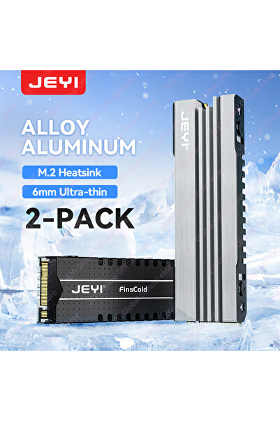 JEYI icold-007-2 M.2 SSD (قطعتان) مشتت حراري فائق النحافة 6 مم مصنوع من سبائك الألومنيوم 237 واط/(م·ك) عالي التوصيل الحراري