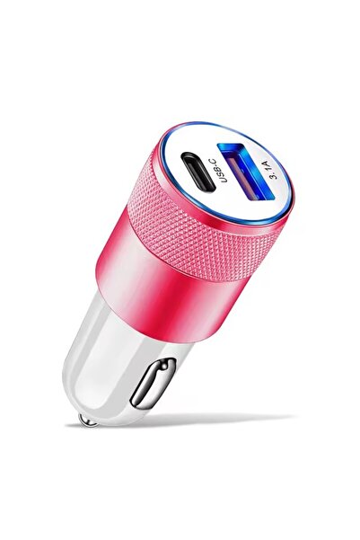 Choice شاحن سيارة USB وردي اللون، 3 قطع، 3.1 أمبير، من النوع C، شاحن سريع لله...