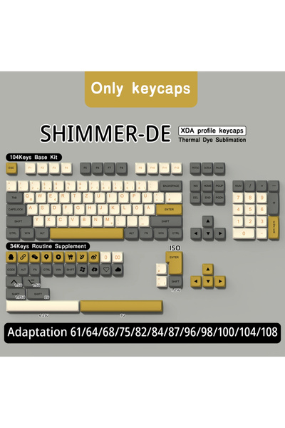 Choice SHIMMER DE أغطية مفاتيح لوحة المفاتيح XDA Profile PBT German Keycap Dy...