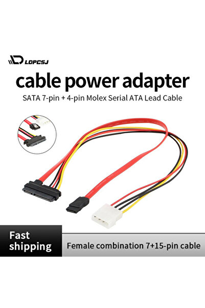 Choice كابل بيانات LD OULLX SATA أنثى كومبو 7+15 دبوسًا وكابل طاقة إلى SATA 7...