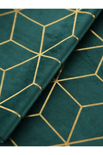 Choice مفرش طاولة هندسي أخضر 35×150 سم، مفرش طاولة أخضر زمردي صياد بطول 9 أقد...