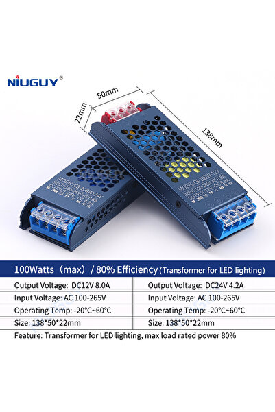 Choice4 محول إضاءة 24 فولت 100 واط، فائق النحافة وهادئ، 500 واط، 400 واط، 300...