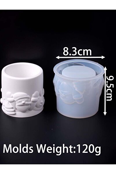 Choice قالب سيليكون ثلاثي الأبعاد منقوش على شكل جرة سانتا كلوز، قالب أسطواني خرساني أسمنتي لشمعة معطرة