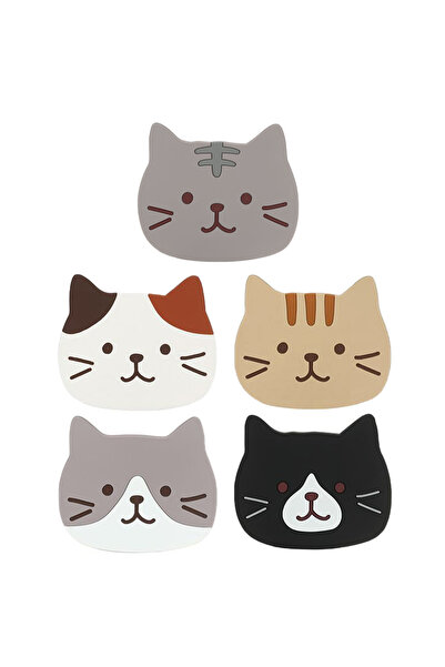 choice2 about 10x9cm mixed-5PCS Non-slip Cat Shaped Silicone Cup Mat Holder C...