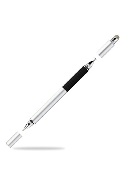 Choice قلم شاشة لمس متعدد الوظائف 3 في 1 فضي اللون، عالي الدقة، ألياف سعوية، ...