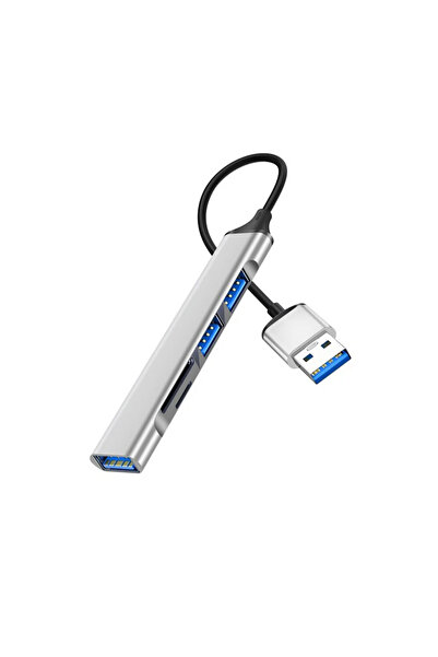 Choice موزع USB فضي USB من النوع C موزع من الألومنيوم USB A 3.0 مع قارئ بطاقة...