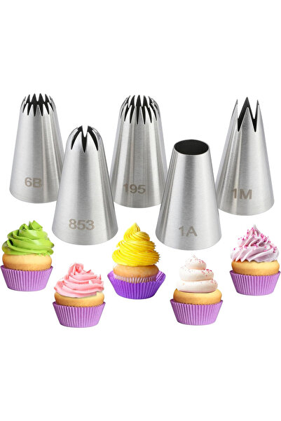 Choice 5pcs 5PCS Large Piping Nozzle Set Stainless Steel Cake Decorating Tips...