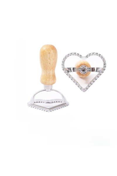 Choice Heart Ravioli Stamp Set,cookie Cutters with Wooden Handles and Grooved...