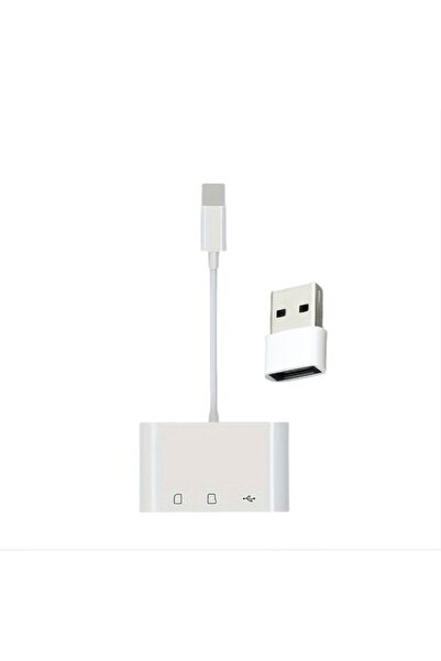 Choice مجموعة قارئ بطاقات 3 في 1 من النوع C إلى USB باللون الأبيض، قارئ بطاقا...