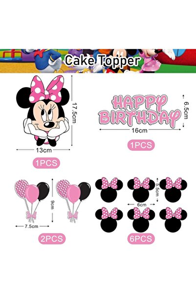Miniso pink Minnie Mickey birthday cake plugin, Mickey Mouse birthday themed atmosphere party decorations