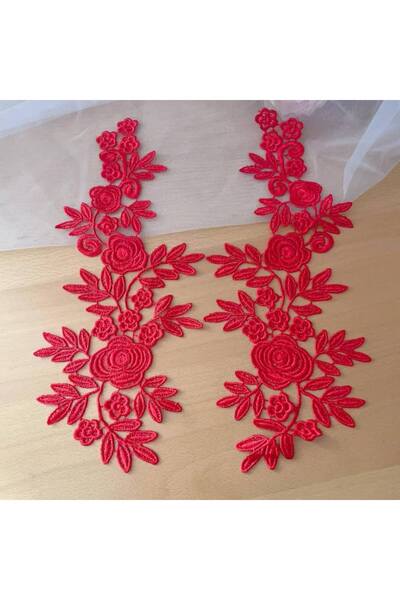 Choice أحمر × 10 قطع 10 قطع = 5 أزواج. تطريز دانتيل رائع. زهور مرآة. فستان زفاف تاج العروس