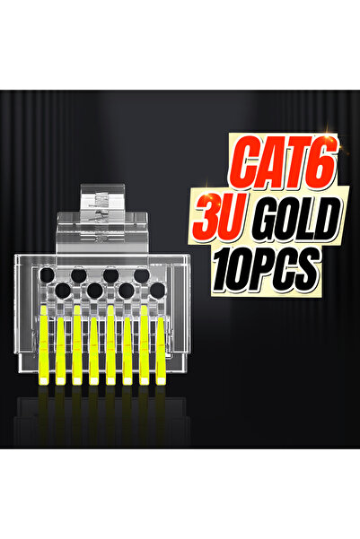 Choice CAT6 3U 10PCs AMPCOM RJ45 Connector Pass Through CAT6 CAT5E Modular Plug Network Ends UTP 3U 50u Gol