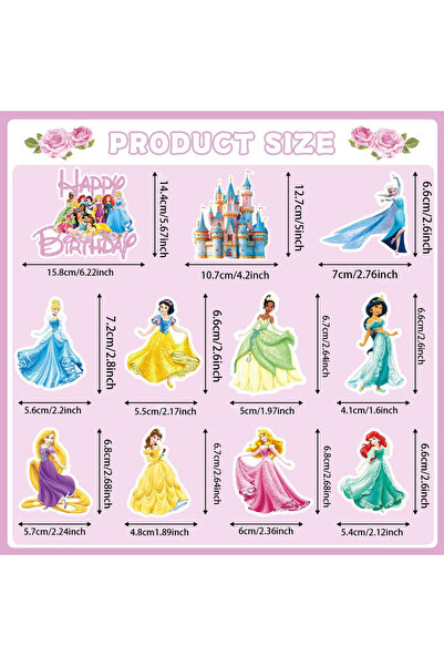 Choice 11pcs Cake Topper 11pcs Disney Seventh Princess Cake Toppers Castle Pi...