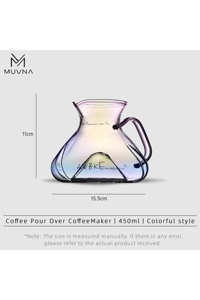 Choice إبريق MUVNA TornadoGlow الملون للمشاركة، وعاء زجاجي سعة 450 مل، أداة ت...