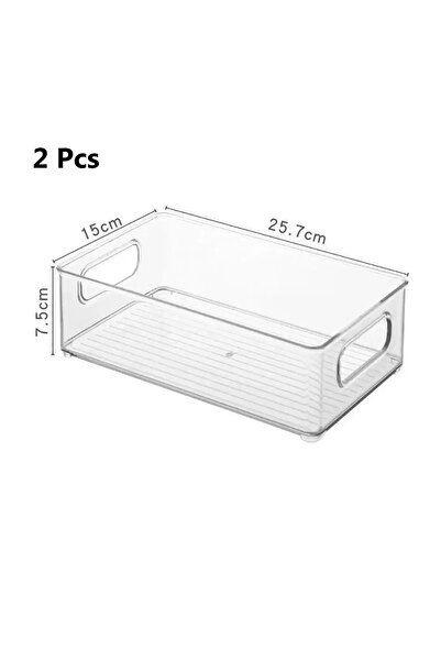 Choice 2Pcs Drawer Organizer Bin Clear Stackable Fruit Food Jars Book Cosmetic Jewelry Storage Box Transpar