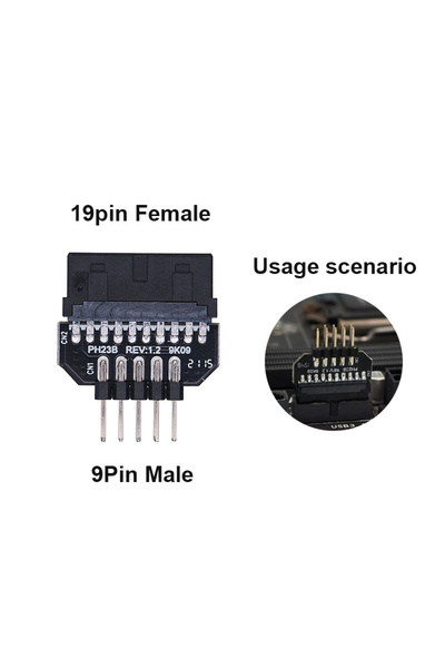 Choice محول كابل تمديد موصل USB 9 سنون إلى 19 سنون للوحة الأم من 19P F إلى 9P...
