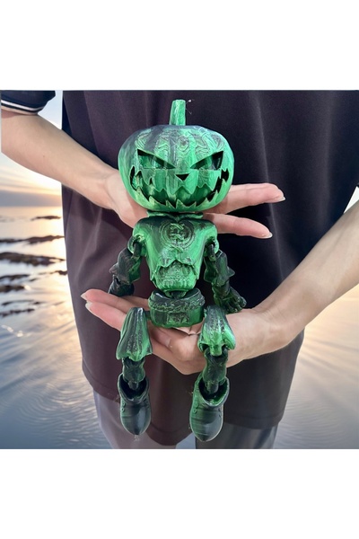 Choice S Green and Black 3D Printed Pumpkin Man Moveable Joints Animal Model ...
