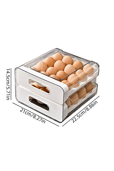 choice2 2-tier WHITE Refrigerator Egg Organizer Storage Box, Drawer Style Egg...