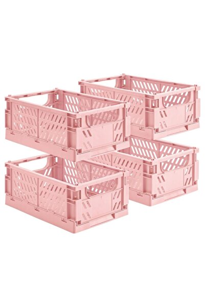 Choice صناديق تخزين صغيرة قابلة للطي لغرفة النوم، وردية اللون، عبوة من 4 صناد...