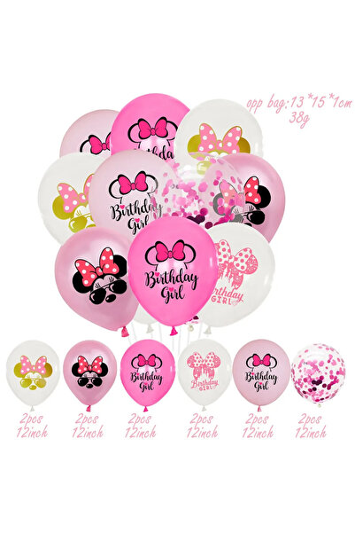 Choice5 12pcs Cartoon Minnie Balloon Pink Sequin Latex Balloon Children Happy...