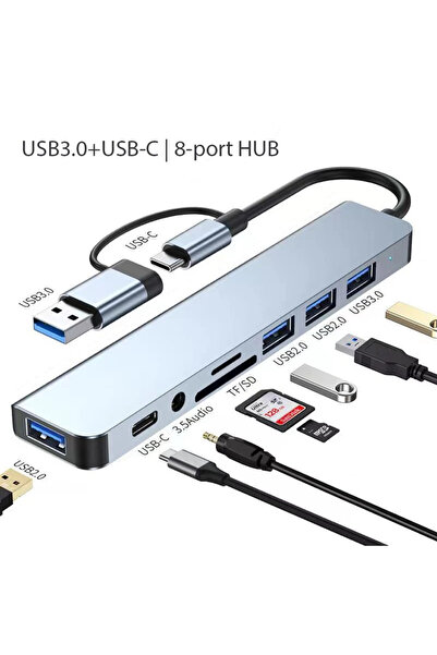Choice Grey 8 in 1 USB C Expander Hub Type-C Splitter Multiport Adapter Dock ...