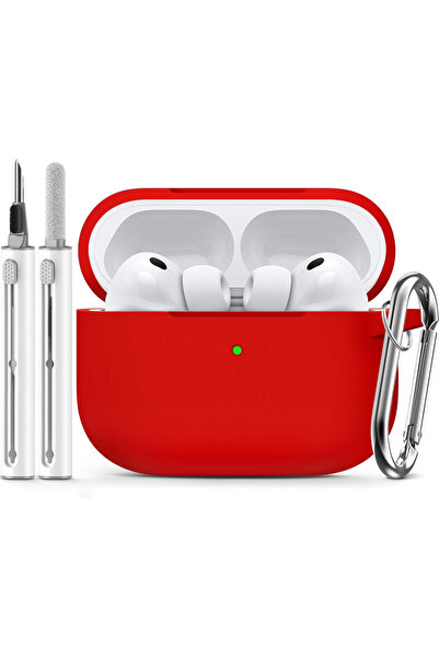 Choice حافظة AirPods Pro3 باللون الأحمر لسماعات AirPods Pro 3 موديل 2025 مع م...