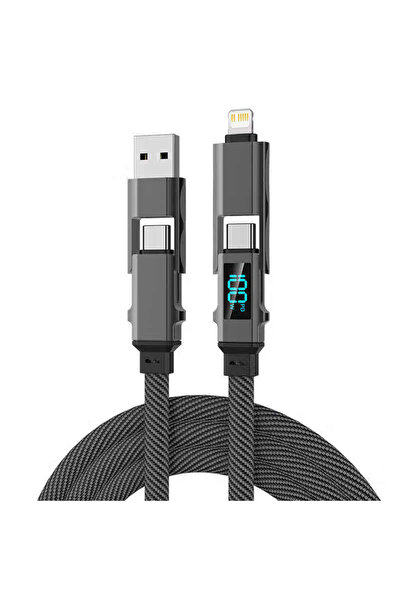 Choice كابل بيانات USB Type C PD 100 واط 4 في 1 أسود بطول 1 متر، شحن سريع لأج...