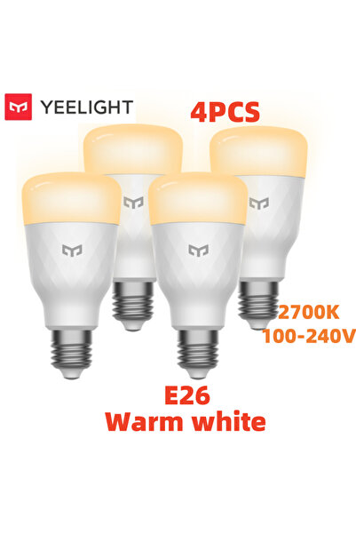 Choice لمبة LED E26 بيضاء دافئة من YEELIGHT، 4 قطع، إضاءة ذكية E26/E27، إضاءة بيضاء دافئة، سطوع قابل للتعديل