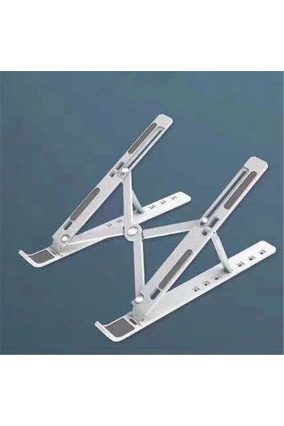 Choice حامل كمبيوتر محمول أبيض قابل للطي بـ 7 مستويات من مادة ABS المحمولة، حامل كمبيوتر لوحي عالمي