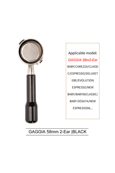 Choice4 حامل فلتر قهوة بدون قاع من GAGGIA أسود مقاس 58 مم بمقبض خشبي صلب لسلة...