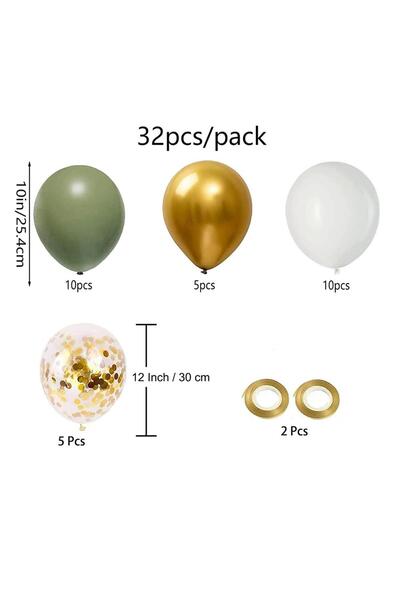 Choice مجموعة بالونات خضراء زيتونية مكونة من 32 قطعة مقاس 10 بوصات، بالونات ك...
