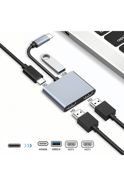Choice 4 in 1 HDTV PD USB 4 in 1 2 in 1 Type C to Dual HDMI-compatible Extend...