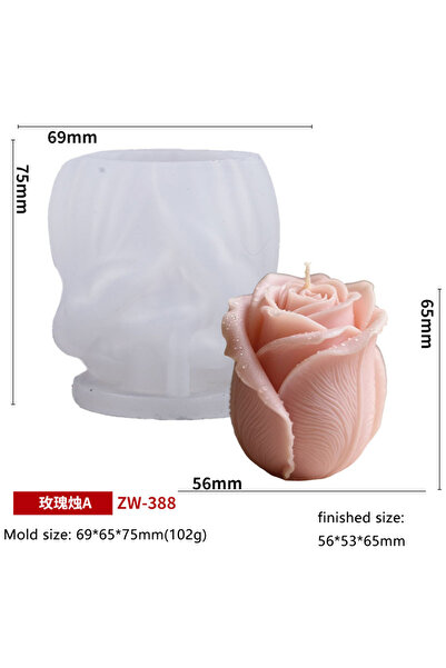 Choice1 قالب شمعة على شكل برعم ورد ZW388، قالب شمعة سيليكون لعيد الحب، محاكاة...
