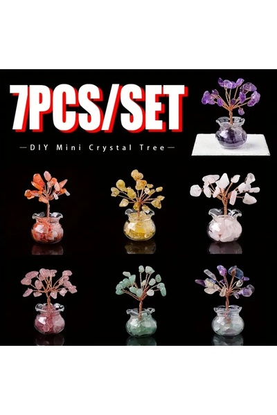 Choice مجموعة واحدة من 7 قطع من شجرة الكريستال الصغيرة المصنوعة يدويًا من الأ...