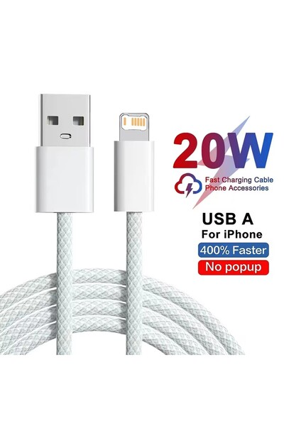 Choice كابل شحن سريع USB مضفر 20 وات رمادي بطول 1 متر لهاتف iPhone 11 12 Mini...