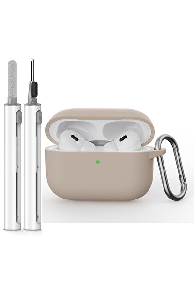 Choice غطاء حافظة لجهاز AirPods Pro 3 باللون الوردي الرملي مع مجموعة تنظيف، ج...