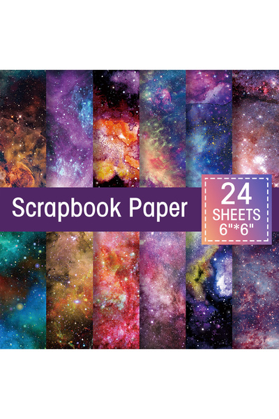 Choice ورق سجل القصاصات، 24 قطعة/العبوة، ورق سجل قصاصات بطابع فضائي، خلفية نج...