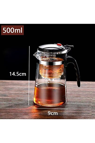 Choice كوب أنيق ومقاوم للحرارة العالية بسعة 500 مل، طقم شاي منزلي، فلتر شاي وماء بنقرة واحدة