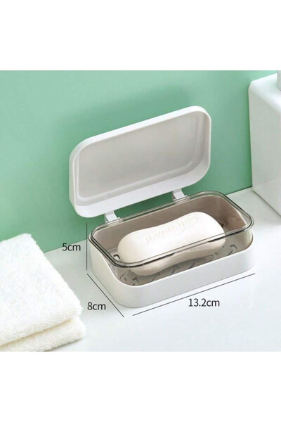 Choice صندوق صابون أبيض مزدوج الطبقات مع وعاء صابون للسفر مع نظام تصريف وحاوي...