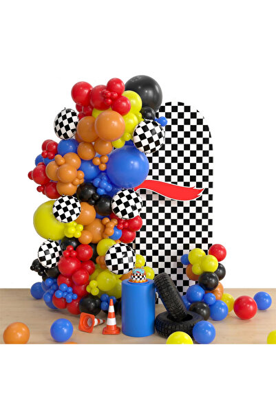 Choice طقم قوس بالونات سيارة سباق CY900race، 135 قطعة - إكليل من رقائق معدنية...