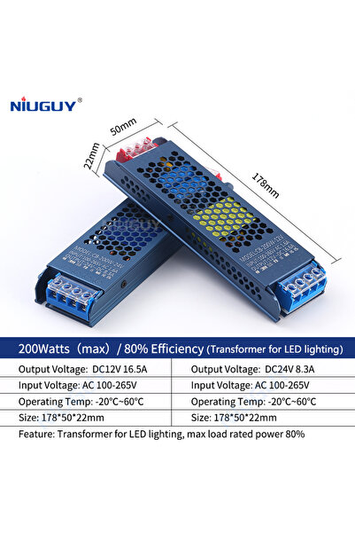 Choice محول إضاءة تيار مستمر 24 فولت 200 واط (تيار متردد 100 فولت - 265 فولت)...