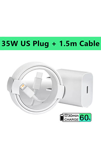 Choice قابس أمريكي - كابل 1.5 متر أمريكي 35 واط PD شاحن USB-C سريع لأجهزة iPh...