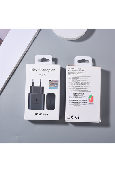 Samsung EU (Box)black Original 45W PD Charger Super Fast Charging For A55 A56 C55 S25 Ultra S24 S23 S9 P..