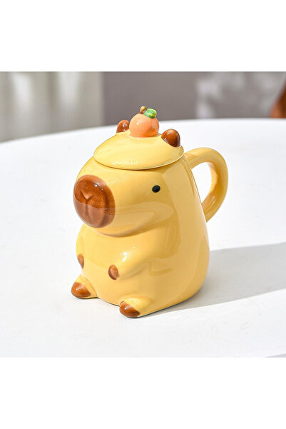 Choice كوب سيراميك أصفر من الكابيبارا 450 مل، كوب قهوة لطيف للاستخدام في المك...