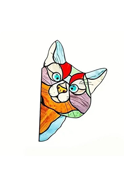 Choice ملصقات ذاتية اللصق على نافذة زجاجية ملونة عليها صورة قطة تتلصص، فيلم ز...