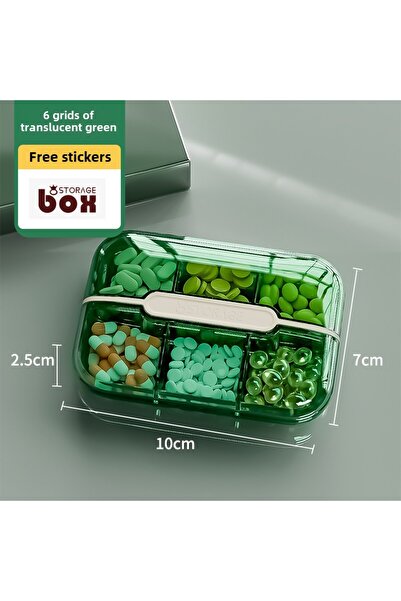 Choice Green 6 grid Portable Pill Organizer Box – Mini Travel Medicine Storage Case with Sealed, Moisture-P